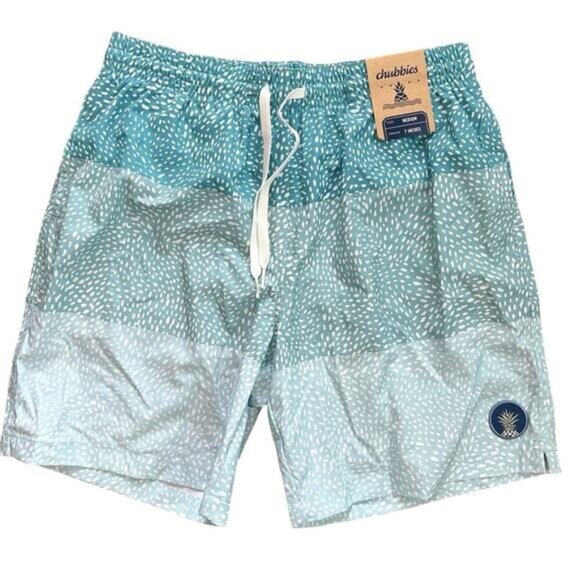 NWT Chubbies The Whale Sharks Classic Swim Trunks 7” Blue Size Medium - Picture 1 of 7